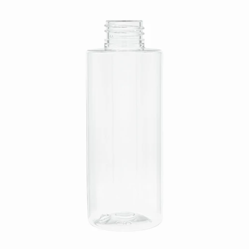 Clear plastic bottle; moisture-resistant and durable with an attractive appearance; suitable for promotional sets and hotel amenities; ideal for gels, lotions, cleansing milks, and lightweight scrubs; 150 ml PET, 24/410 neck size.