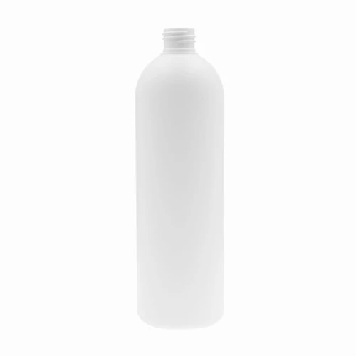White 500 ml HDPE bottle—lightweight, durable, and slim—suitable for cosmetics, liquid formulations, shampoos, lotions, cleaning agents, household chemicals, and liquid fertilizers; 500 ml HDPE, 24/410 neck size.