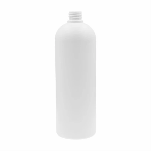 White 1000 ml HDPE bottle—lightweight and durable—suitable for cosmetics, liquid formulations, shampoos, lotions, cleaning agents, household chemicals, and liquid fertilizers (1000 HDPEBRWH 28/410).